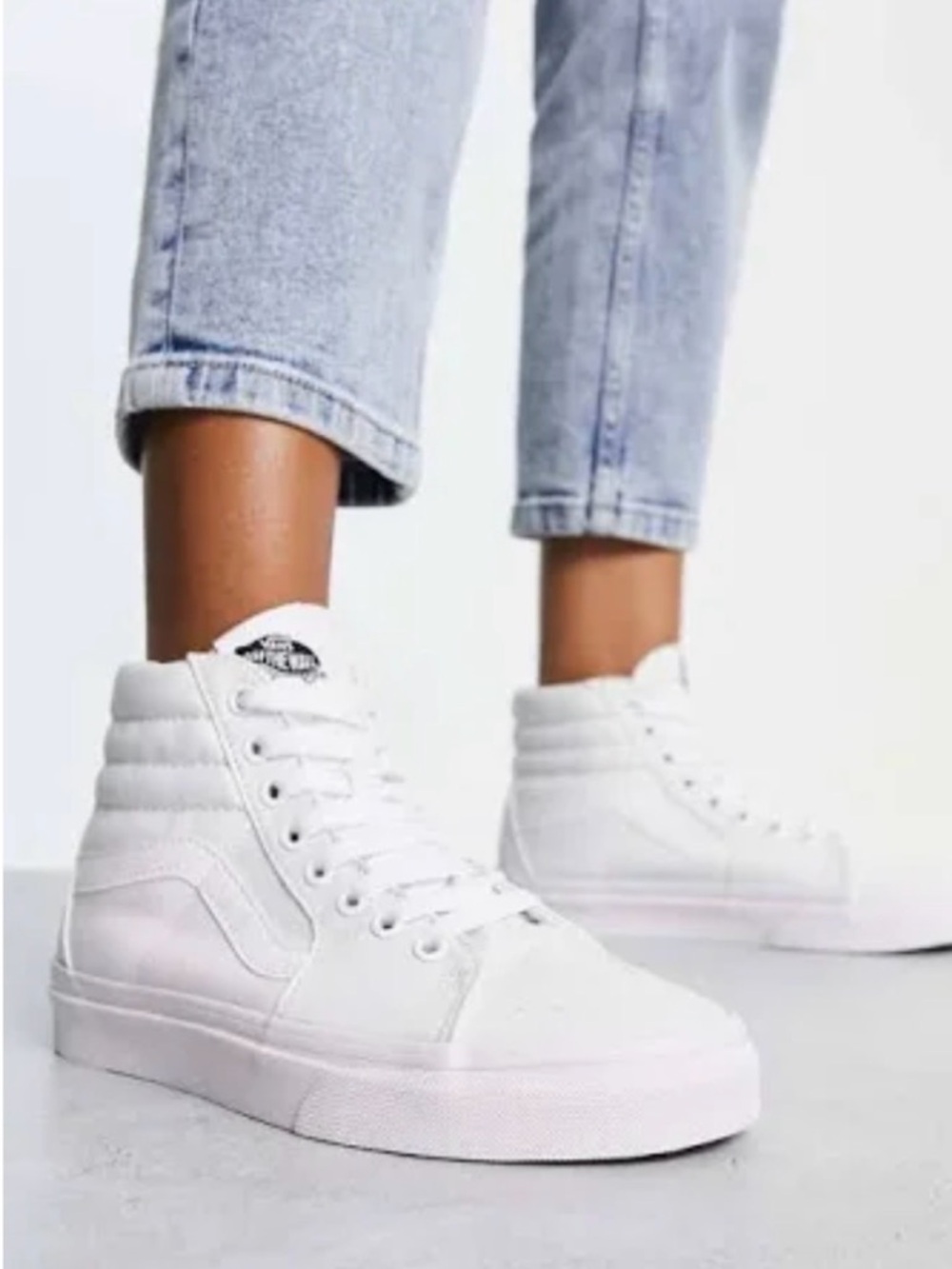 NEW Vans Sk8-Hi True White Canvas Skate Shoes. BRAND NEW UNISEX SZ 6 M SZ 7.5 W